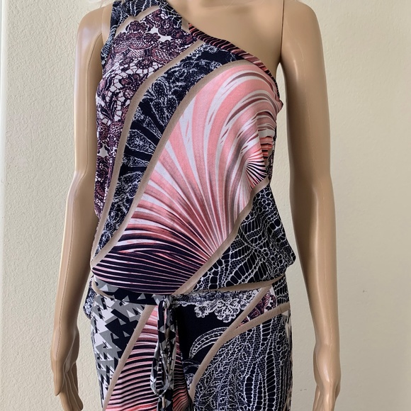 BAMBAM one shoulder jumpsuit Overall M pink black - Picture 2 of 5